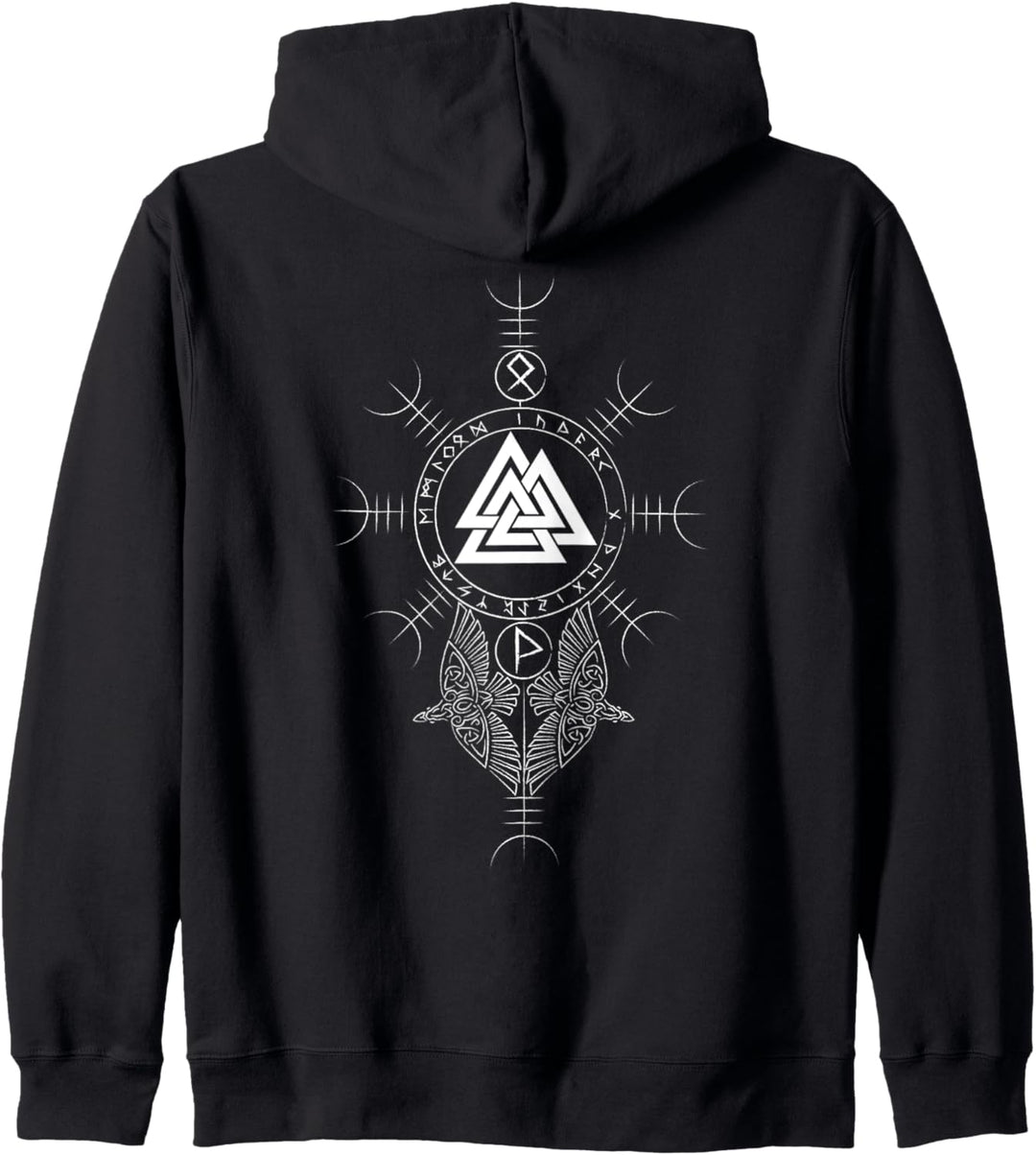 Classic Wikinger Symbole - Valknut - Aegishjalmur (on back) Kapuzenjacke