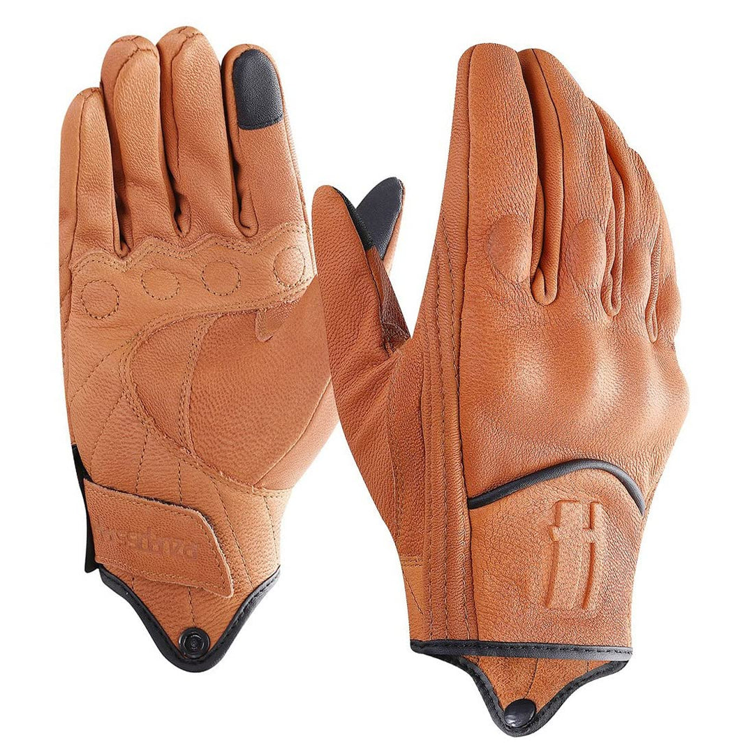 Harssidanzar Herren Motorradhandschuhe Ziegenleder Touchscreen GM028E Bräunen(upgrade) S, Bräunen(up