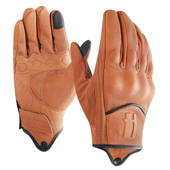 Harssidanzar Herren Motorradhandschuhe Ziegenleder Touchscreen GM028E Bräunen(upgrade) S, Bräunen(up