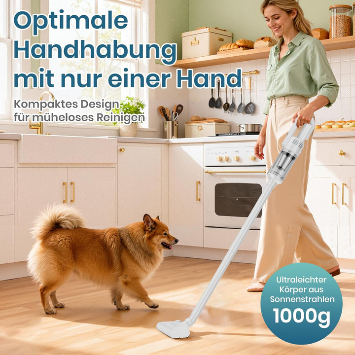 Akku Staubsauger Kabellos, Bürstenloser Motor Akkustaubsauger,Mit LED Anzeige, Stabstaubsauger Elekt