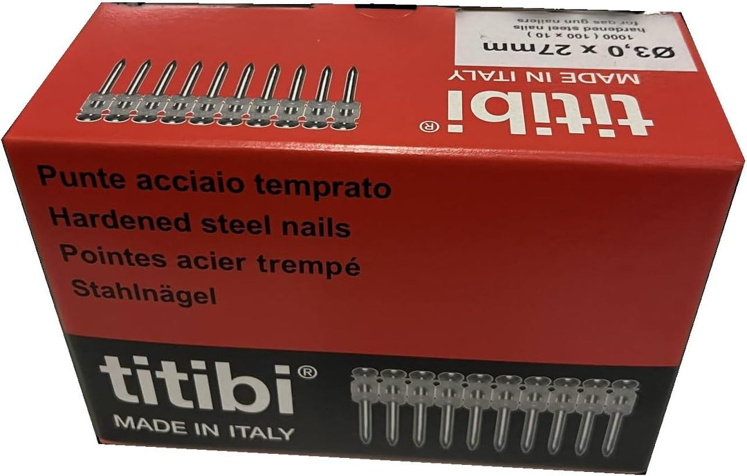 Nr. 1000 Titibi Nägel Ø3,0 x 27 mm, 100% kompatibel mit HILTI Gasnagler: GX 3, GX 100, GX 100-E, GX