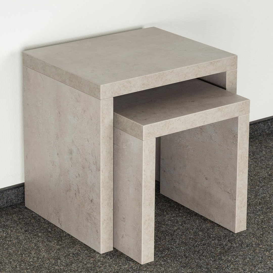 levandeo 2 Satztisch Betonoptik B x H x T: 44x44x36cm Grau Holz Beistelltisch Keine Montage fest ver