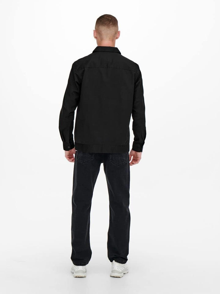 ONLY & SONS Long Sleeve Pocket Overshirt S Schwarz, S Schwarz