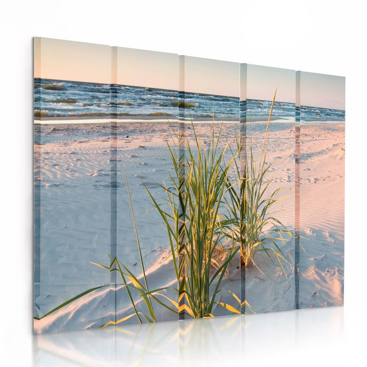 Feeby Frames, Leinwandbild Bilder Wand Bild - 5 Teile - Wandbilder Kunstdruck (GRÜNES Gras) 200x100