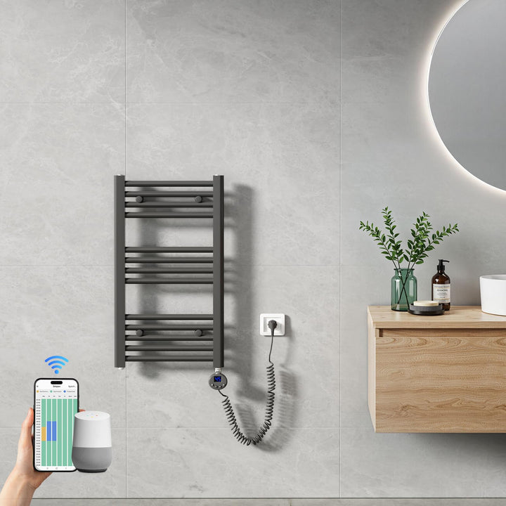 Heilmetz Handtuchheizkörper Elektrisch 700 x 400 mm, Smart WiFi Thermostat Elektrischer Badheizkörpe