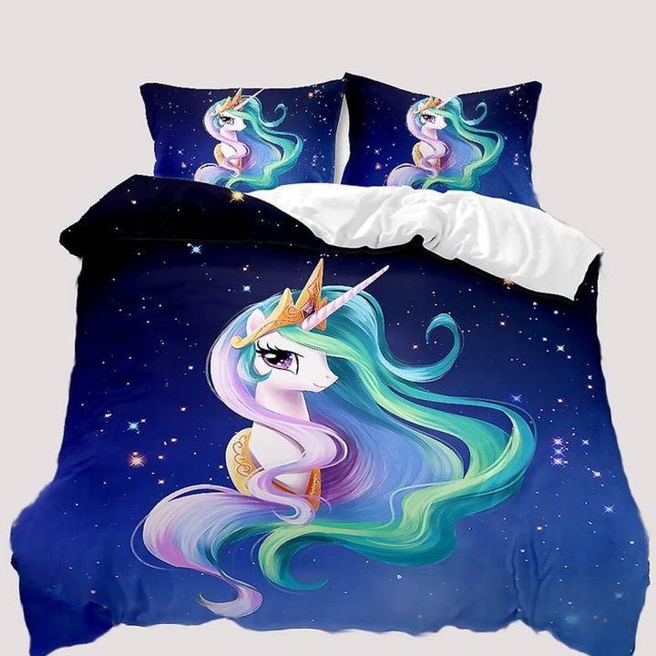 AOXHFNV Einhorn Mädchen Rosa Bettwäsche Set 135x200cm Süsser Einhorn-Stern-Mond-Muster Bettbezug Ein
