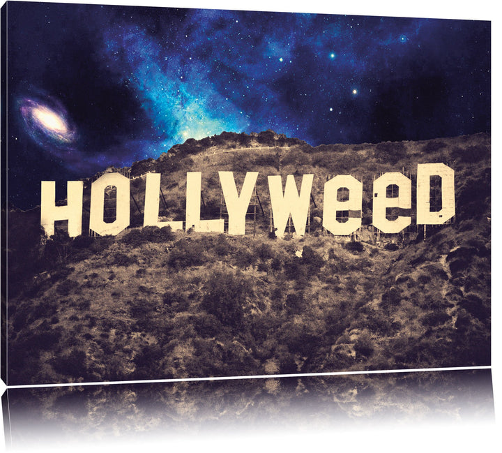 Pixxprint Hollyweed Format: 100x70auf Leinwand, XXL riesige Bilder fertig gerahmt mit Keilrahmen, Ku