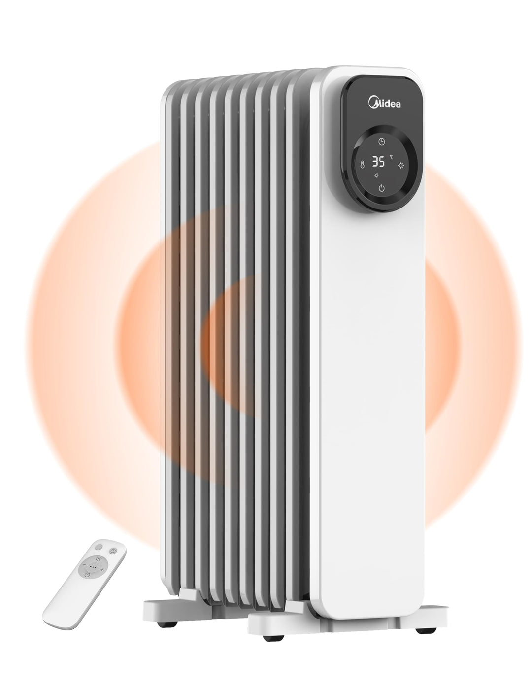 Midea NY2009-24UR Ölradiator, Mobile Elektroheizung 9 Rippenmit Fernbedienung und LED Touchscreen，Ra
