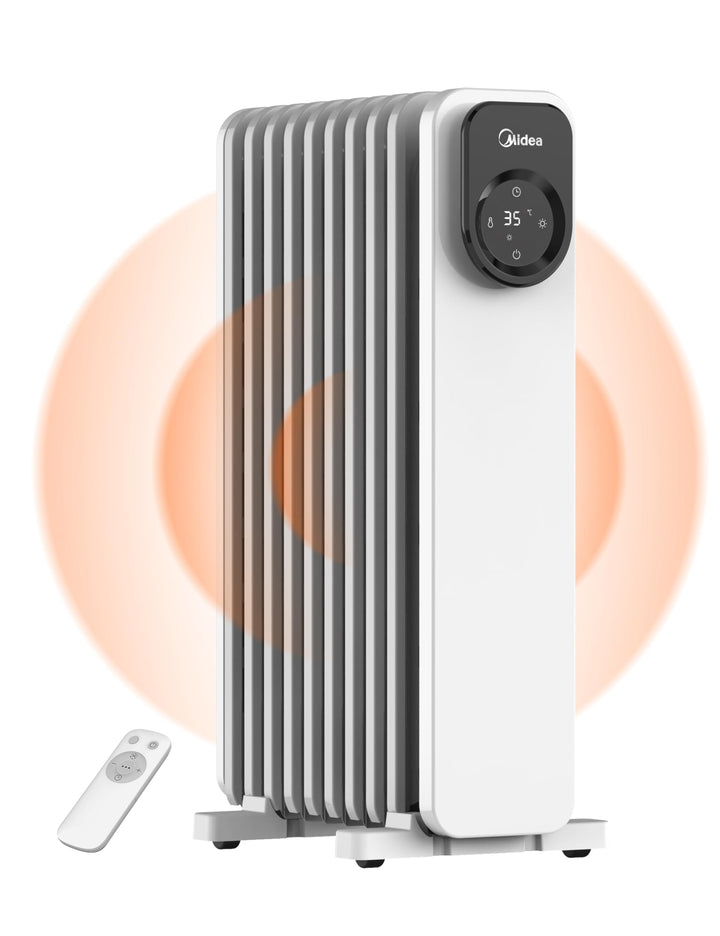 Midea NY2009-24UR Ölradiator, Mobile Elektroheizung 9 Rippenmit Fernbedienung und LED Touchscreen，Ra