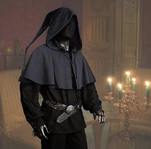 Dark Dreams Gothic Mittelalter LARP Gugel mit Zipfel Askell, Farbe:schwarz, Grösse:Freesize Einheits