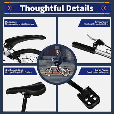 20" 7-Gang Faltrad Klappfahrrad Klapprad Folding FahrräDer Faltbare Erwachsene City Bike Faltbares E