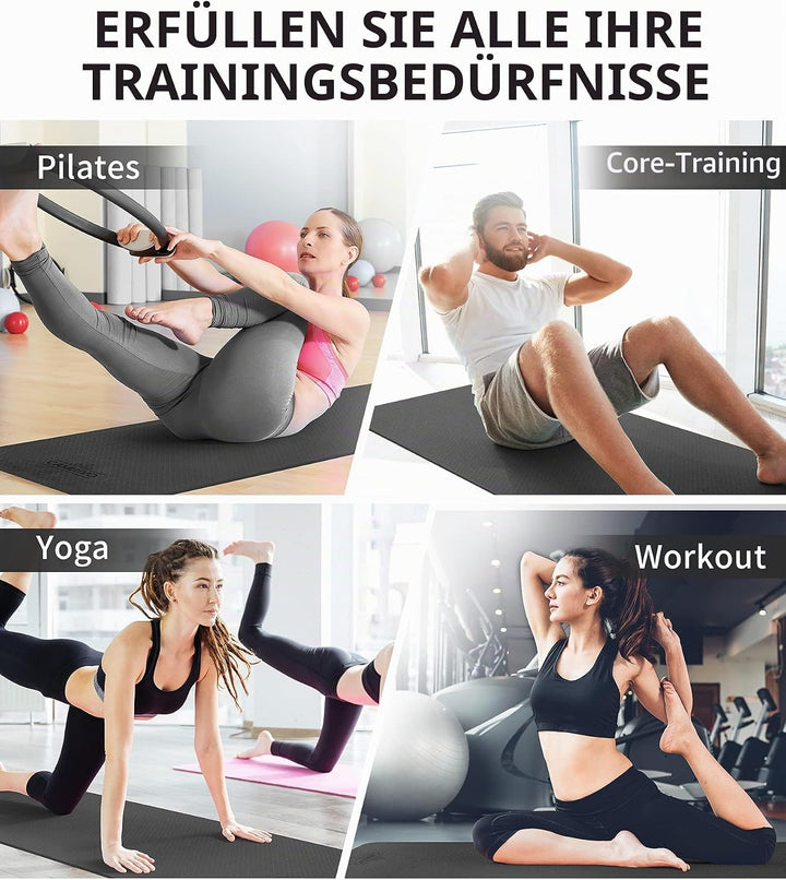 CAMBIVO Yoga Matte 183cm x 61cm, 8mm Dicke Pilates Matte Gymnastikmatte Rutschfest &amp; Gepolstert,Yoga