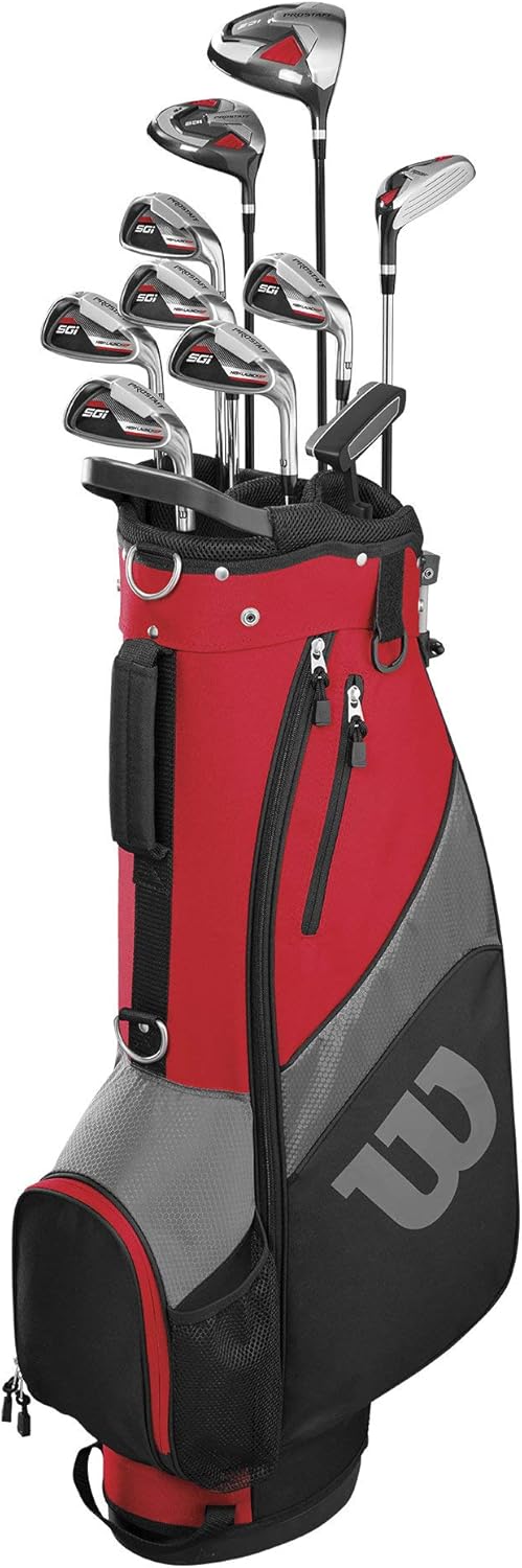 Wilson Golf 2019 Pro Staff SGI Herren komplettes Standard-Stahlpaket Golf-Set RH schwarz / rot, schw