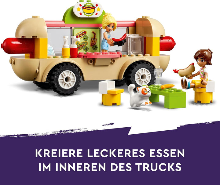 LEGO Friends Hotdog-Truck, Mobiles Restaurant-Spielzeug für Kinder ab 4 Jahre, Set mit Auto, Figuren