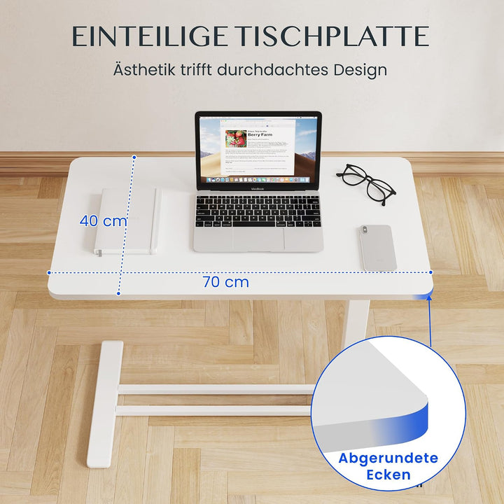 FLEXISPOT Beistelltisch höhenverstellbar mit Rollen, stufenlose Gasfeder | Computertisch/Nachttisch/