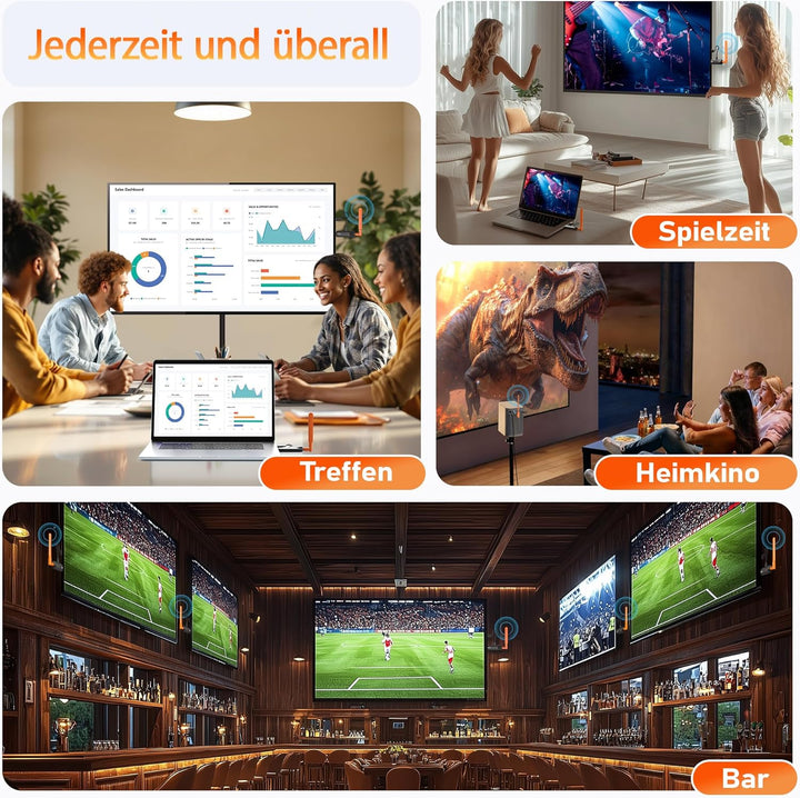 2026 AIMIBO Wireless HDMI Transmitter and Receiver, Funkübertragung auf bis zu 6 TVs (50m), 4K Input