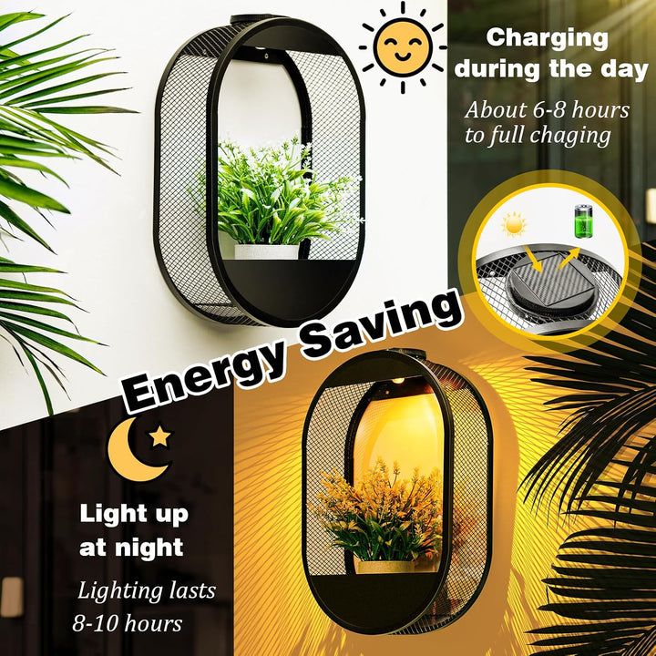 CNAPXAIA Solar-Pflanzenständer mit 2 Lichtmodi – Robustes Gartenregal aus Metall für Pflanzen, wasse