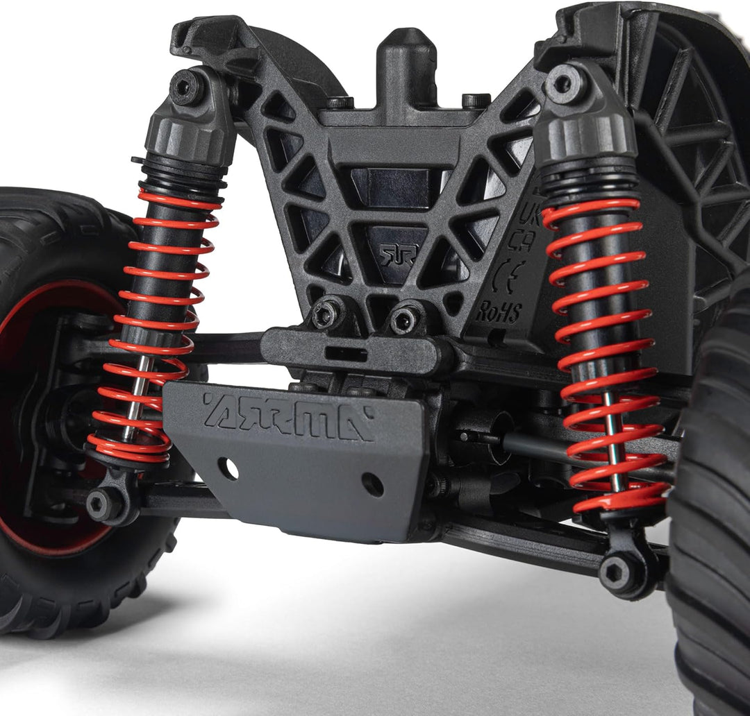 ARRMA RC Truck 1/16 Quake GROM 4X4 RTR Brushed Monster Truck (Akku & Ladegerät enthalten), Rot, ARA2