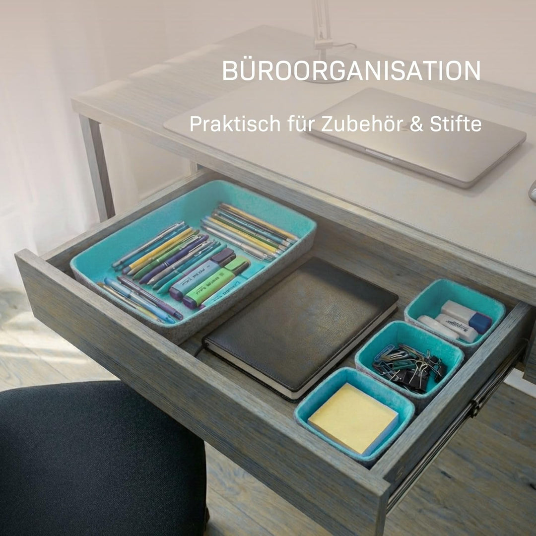Filz Schubladen Organizer 8er Set, Aufbewahrungs- &amp; Sortierboxen, Filzboxen Ordnungssystem Büro, Bad