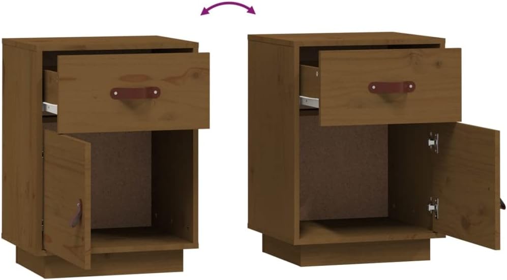 FIRBNUS Bedside Table Nachtkonsole Beistelltisch mit Stauraum Night Stand Nachttisch Honigbraun 40x3