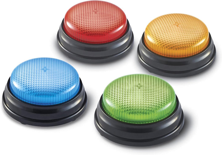 Learning Resources Antwort-Buzzer Licht & Sound 4er-Set – Quizshow-Signalgeräte Ø 9 cm für Familie,