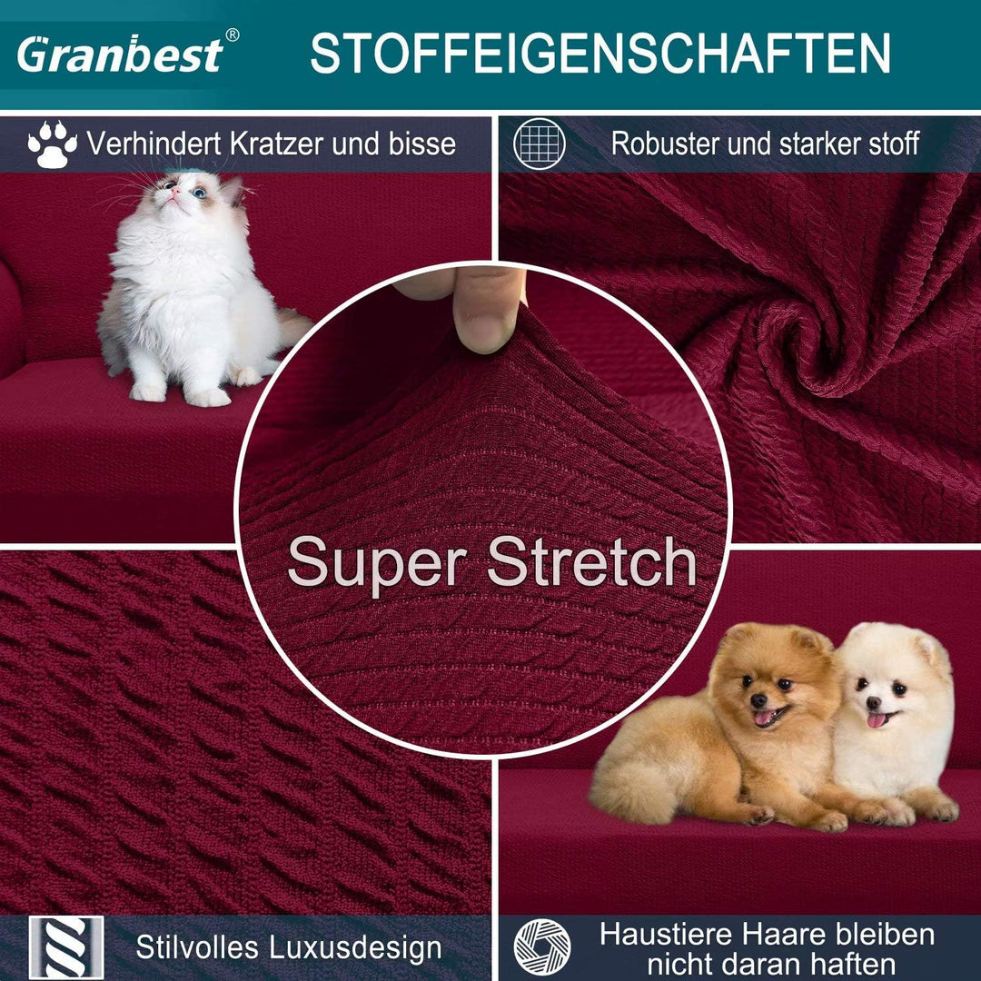 Granbest Dicke Sofabezug 3 Siter Stretch und Stilvolle Couchbezug Möbelbezüge Anti Rutsch Kratzfest
