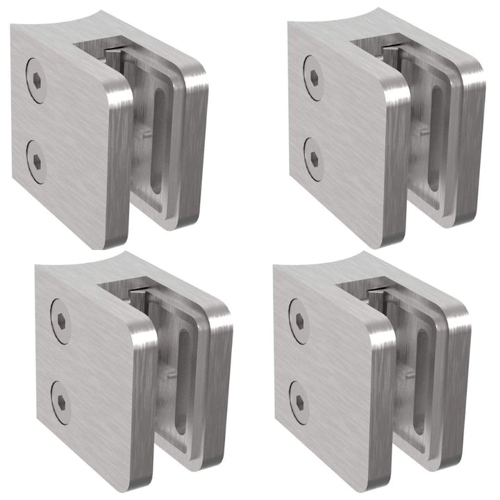 Sellon24® 4 Stück Glashalter Edelstahl V2A Glasklemme Eckig 30x30 MOD29 Glas 4-8mm 42,4/Flach (Mod 2