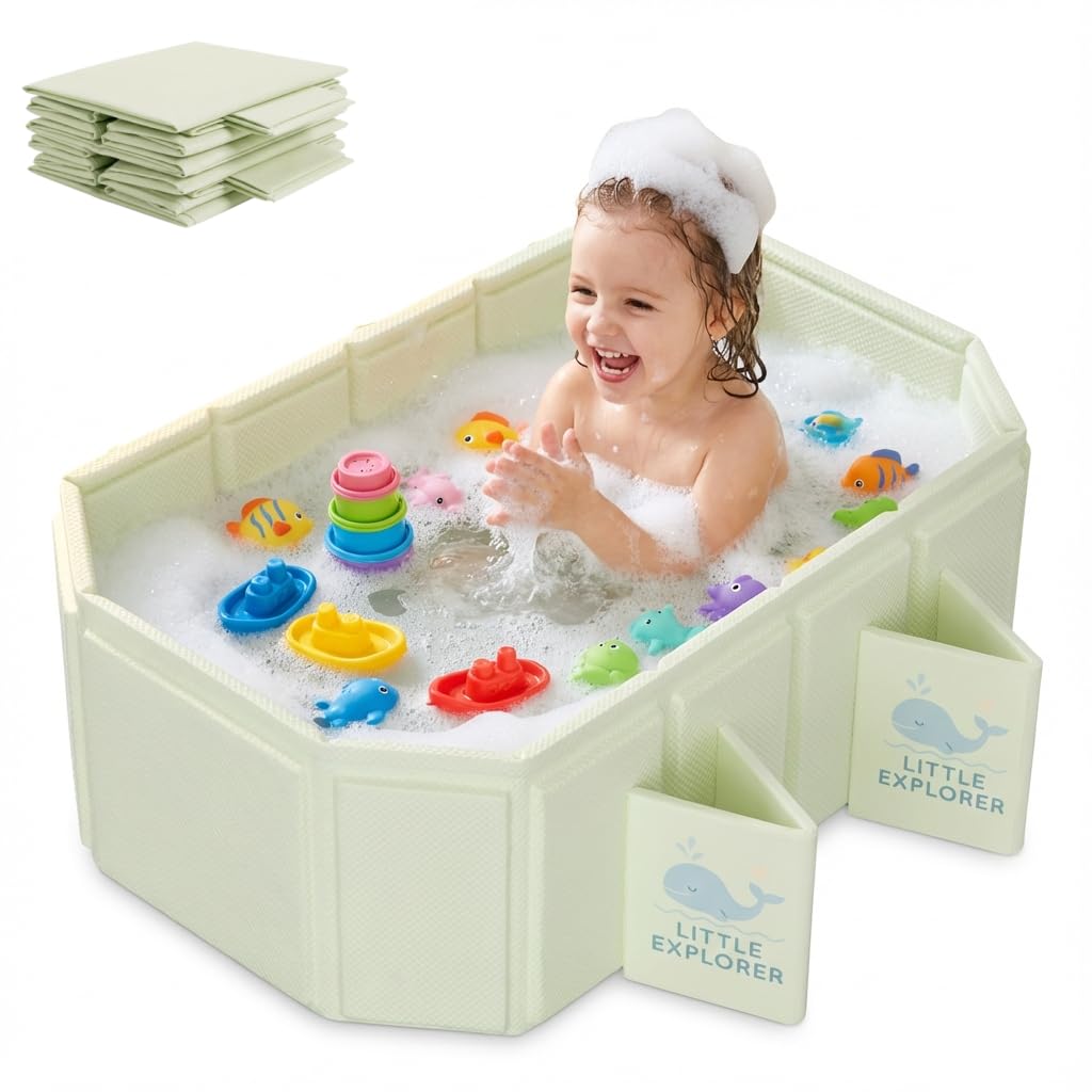 Babywanne Faltbar für Babys &amp; Kleinkinder von 0–6 Jahren, Klappbare Babybadewanne für Dusche &amp; Bad,