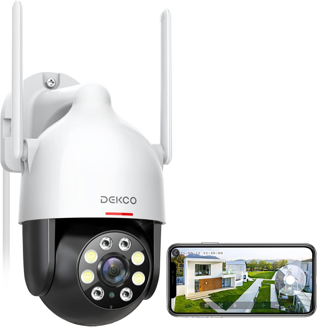 DEKCO Überwachungskamera Aussen WLAN, 350°/90° Schwenkbar WLAN Kamera Outdoor, 1080P Überwachungskam