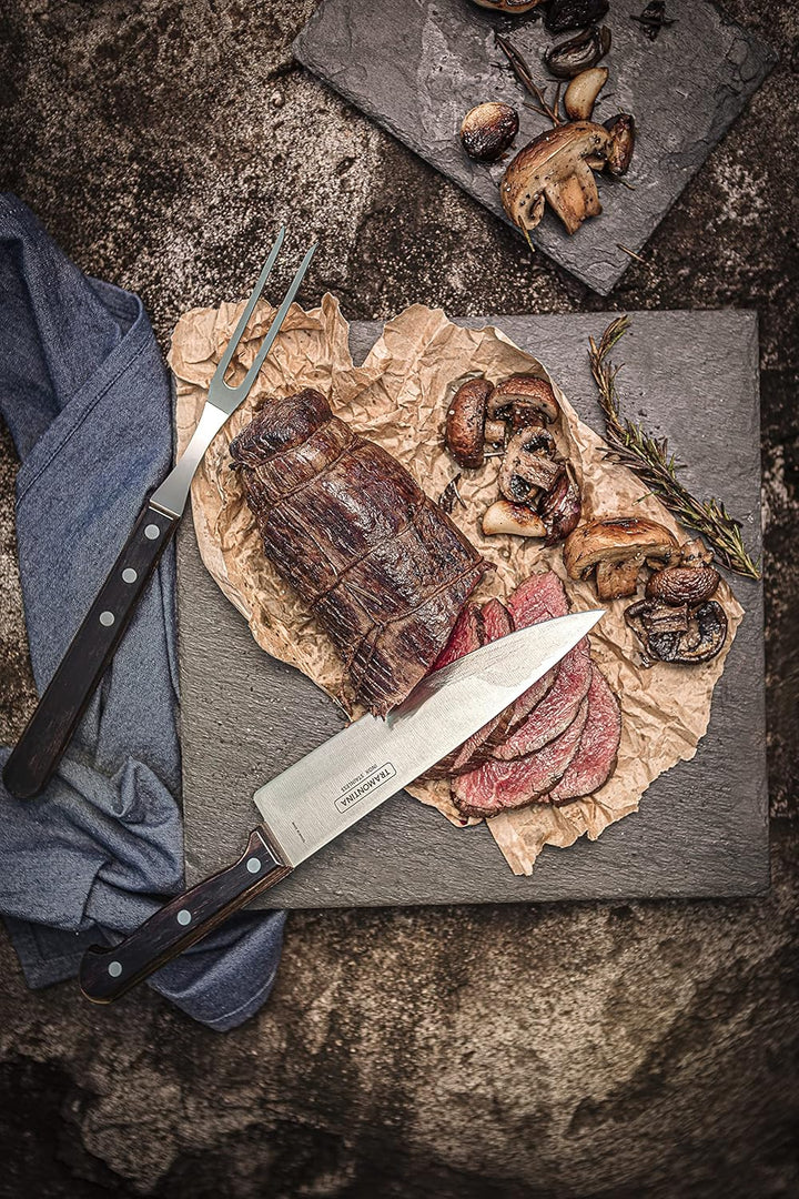 Tramontina Grillbesteck Set, 3-teilig, Grillzange, Tranchiermesser,Tranchiergabel aus rostfreiem Ede