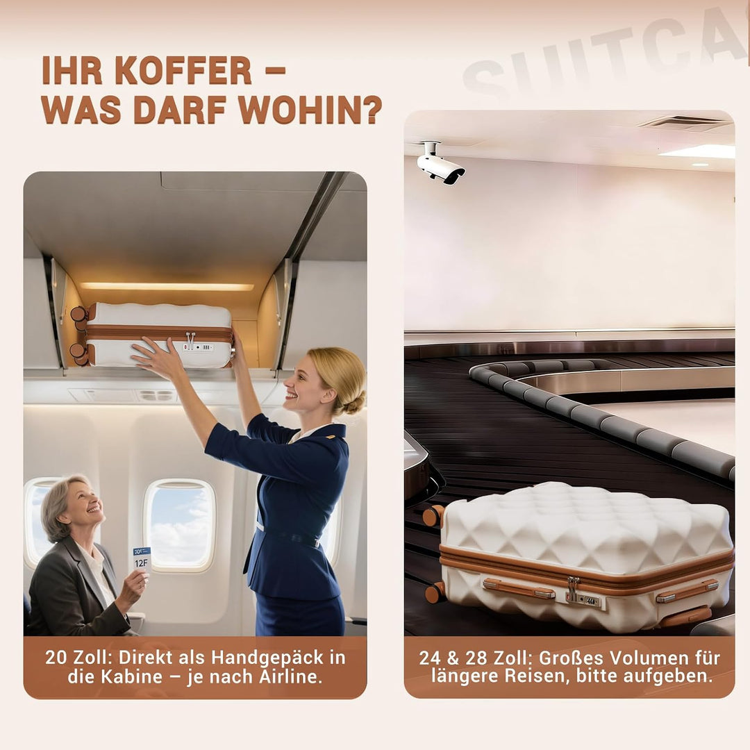 British Traveller Gross Koffer 74.5x49x30.5cm Leichter Reisekoffer aus ABS+PC mit TSA-Schloss, 4 Rol