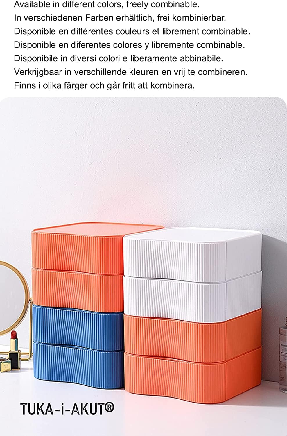 TUKA-i-AKUT [3x Stapelbar Desktop Organizer Schubladenbox Frei Kombinierbar, Schreibtisch Storage Ut