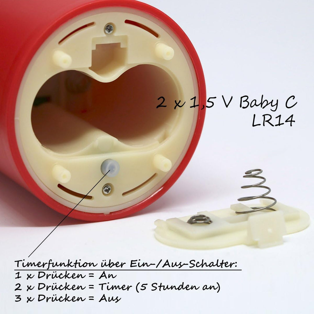 Dekovita Edelstahl-Laterne - 30cm Gartenlaterne mit 18cm Outdoor LED Kerze in Rot mit Timer Fernbedi