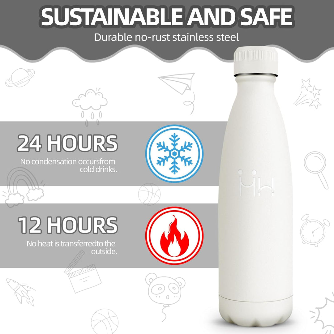 HoneyHolly Trinkflasche Edelstahl Kinder Sport, 500ML BPA-frei, Thermosflasche, Wasserflasche Doppel