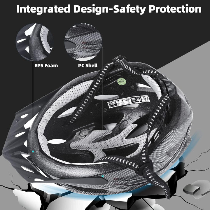 Shinmax Fahrradhelm,Fahrradhelm Herren Damen mit Visier Abnehmbarer EPS Körper+PC Schale MTB Mountai