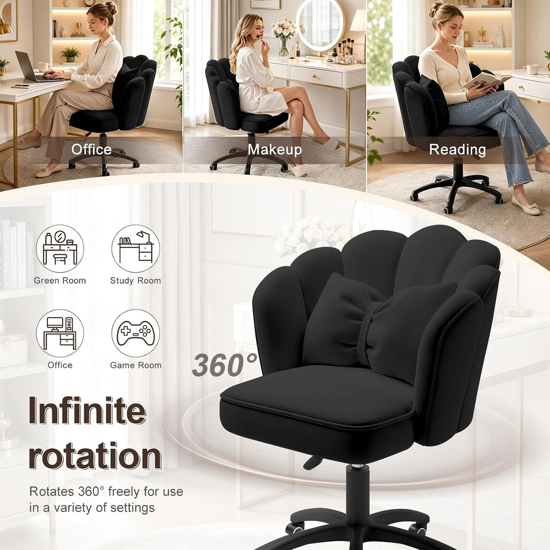 Vanity Sessel Velvet Petal Schreibtischstuhl - Moderner Polstersessel mit Rückenlehne und Steppung,