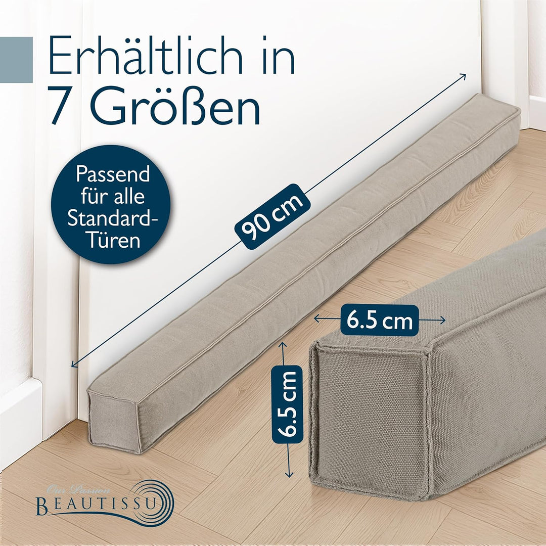 Beautissu 2er Set Zugluftstopper für Türen 90cm – Wärmeschutz & Kälteschutz Türluftstopper Hellgrau