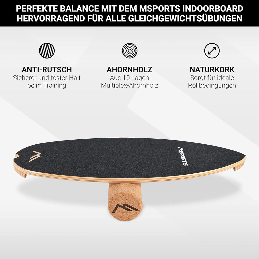 Surf Balance Board aus Holz/Balance Skateboard inkl. Rolle | Balance Board & Indoor Surfboard Trickb