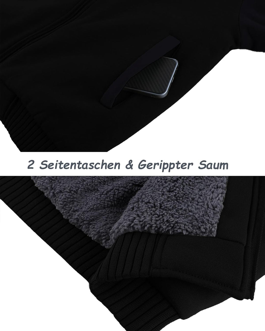 SwissWell Hoodie Herren Reissverschluss Sweatjacke Fleece Kapuzenjacke XXL 1712-dunkelgrau, XXL 1712