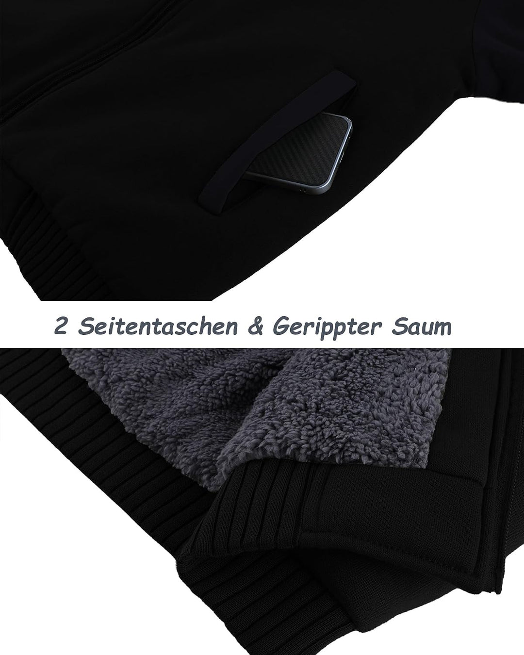 SwissWell Hoodies Herren Gefütterte Sweatjacke mit Kapuze Winter Jacke Reissverschluss Warmer Fleece