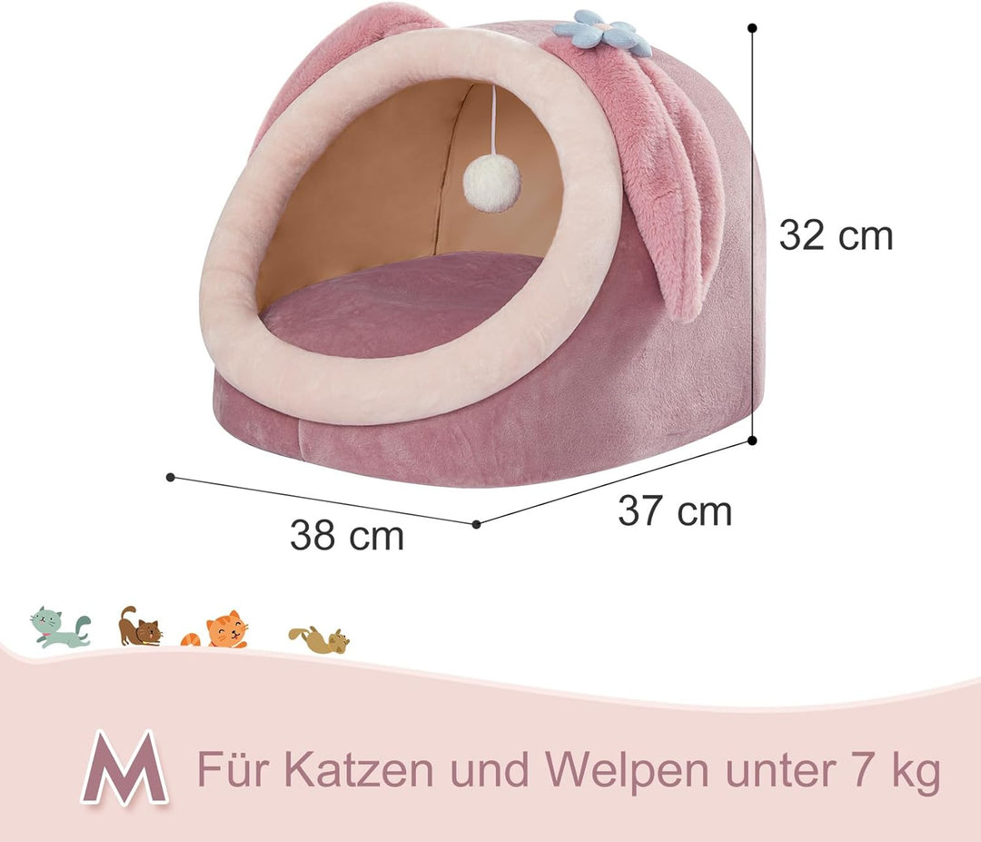 Jiupety Nettes Katzenhöhle, Katzen höhle Katzen bettchen, Katzenbett Flauschig M (38 cm x 37 cm x 32