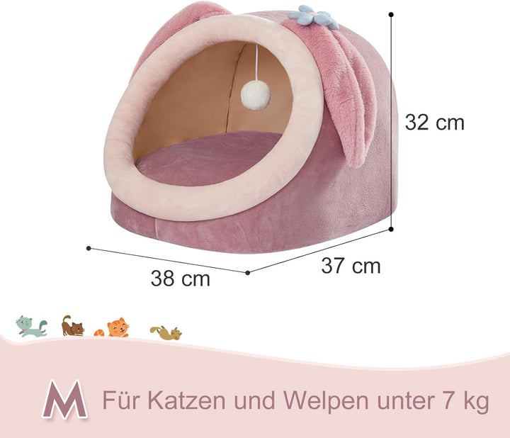Jiupety Nettes Katzenhöhle, Katzen höhle Katzen bettchen, Katzenbett Flauschig M (38 cm x 37 cm x 32