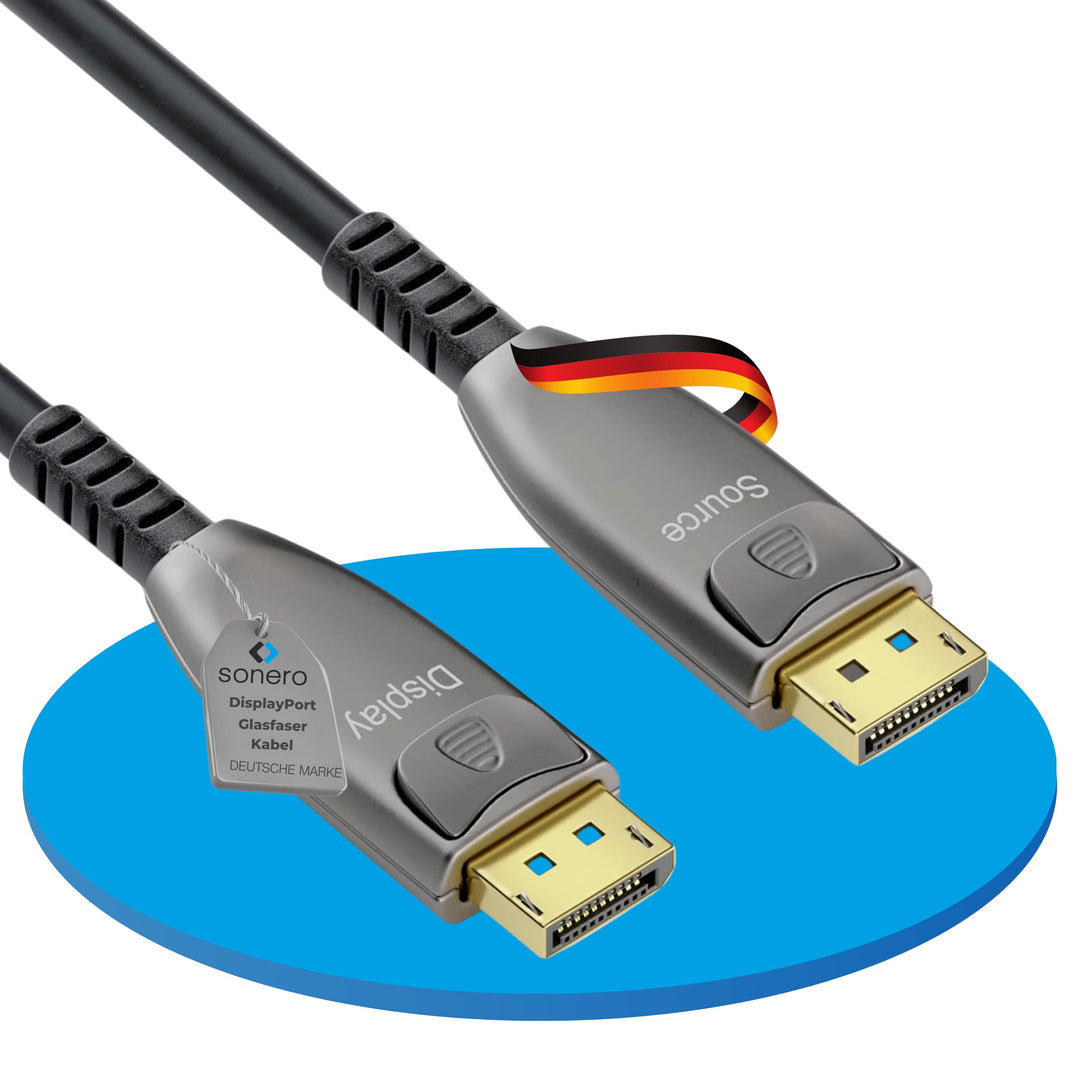 Sonero® 8K-DisplayPort 1.4 Kabel, Glasfaser-Hybrid-Kabel, Auflösung bis 8K 60 Hz (7680 x 4320) / 4K