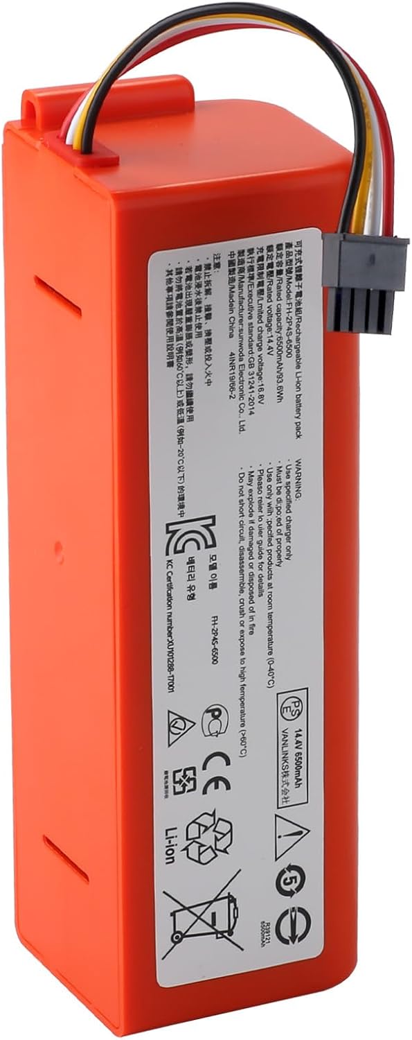 Ersatzakku für Roborock S5 S50 S6 S7 S8 S51 S55 S502 Max Qrevo Pro 14,4 V 6500 mAh Li-Ion