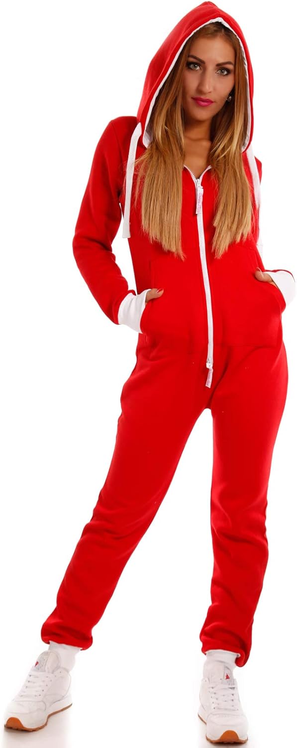 Crazy Age Basic Jumpsuits Ganzkörperanzug Einteiler One Piece Schlafanzug Overall Damen Jumpsuit Kus