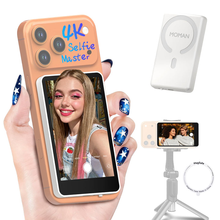 Moman Selfie Monitor Handy 3,97" für iPhone & Android, Handy Monitor Bildschirm Magnetisch für iPhon