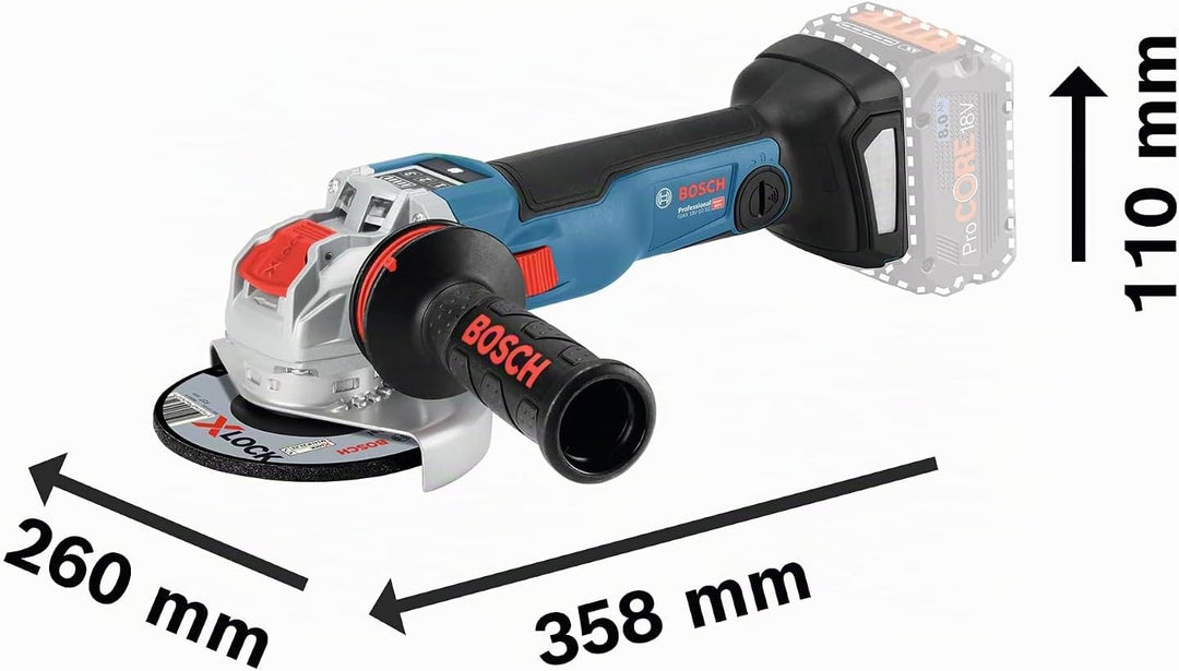Bosch Professional 18V System Akku Winkelschleifer GWX 18V-10 SC mit X-LOCK (inkl. Schutzhaube, Tren
