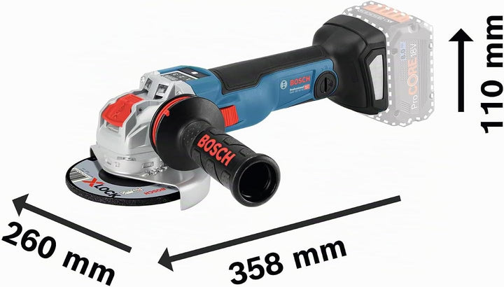 Bosch Professional 18V System Akku Winkelschleifer GWX 18V-10 SC mit X-LOCK (inkl. Schutzhaube, Tren