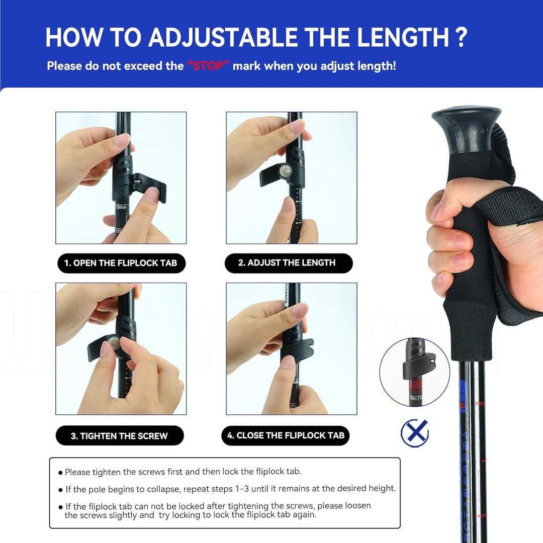 Nordic Walking Stick für Damen und Herren, Teleskop 2 Stück Wanderstöcke für Trekking, Aluminium Wan