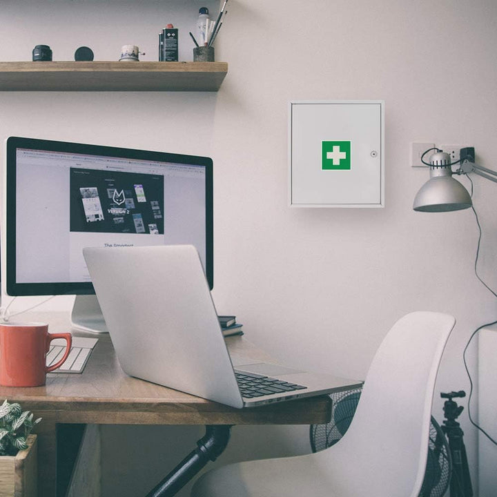 Profirst PM1 Medikamentenschrank Stahlblech Weiss Aufkleber Zylinderschloss 2 Schlüssel 1 Fachboden